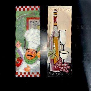 Pizza Chef and Wine Themed Wall Art